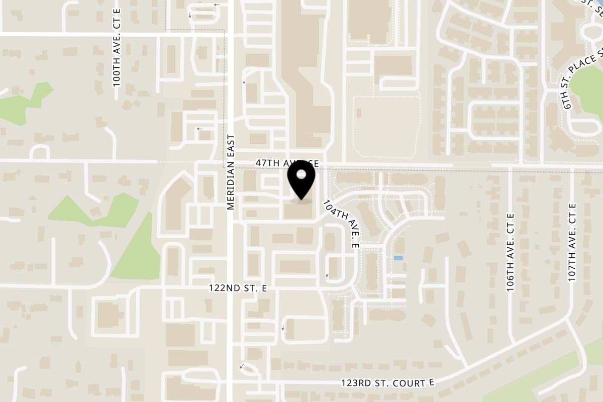 Map showing the location of The Meridian on 10312 120th St E in Puyallup
